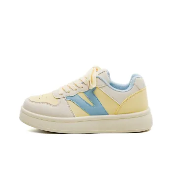 HUANQIU Slip Resistant, Lightweight, And Breathable Low Top Skateboard Shoes Women's Yellow Blue