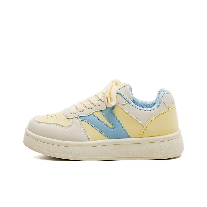 HUANQIU Slip Resistant, Lightweight, And Breathable Low Top Skateboard Shoes Women's Yellow Blue-0