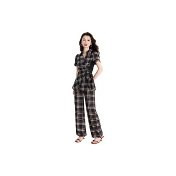 Mylan Casual Suits Women's Black White Plaid