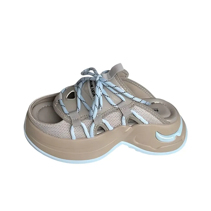 LXVB Slide Slippers Women's Beige/Blue/Khaki Gray/Light Yellow-4