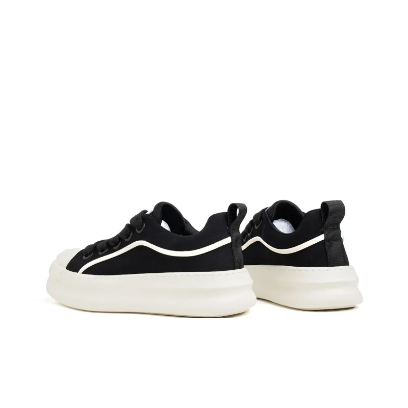 FED Lightweight Height Increasing Low Top Skateboard Shoes Men's Black-4