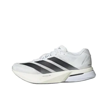 Adidas Adizero Boston 13 Slip Resistant Low Top Running Shoes Men's White Black