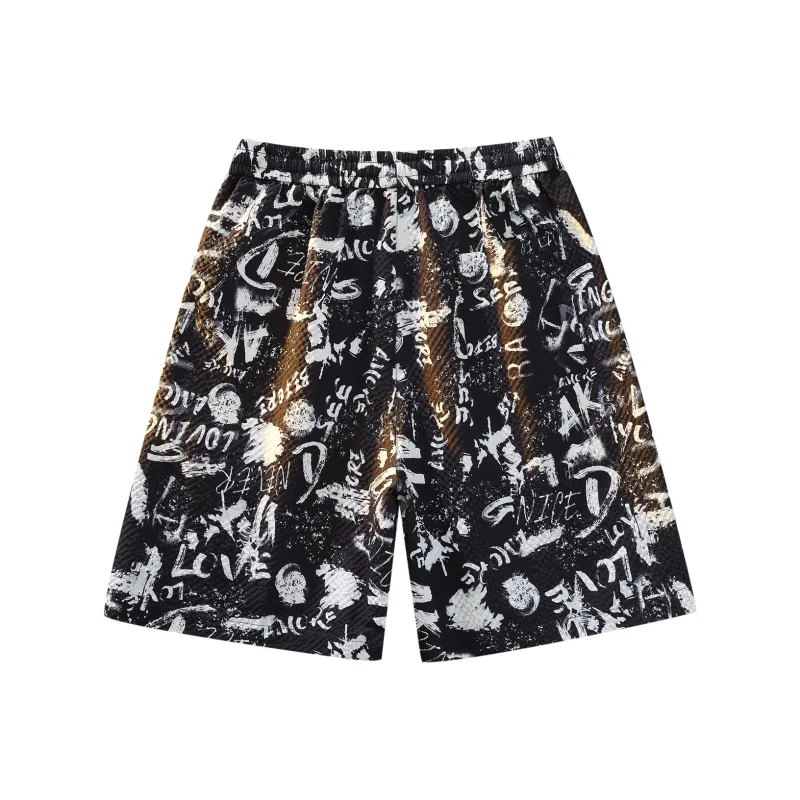 PASOK Casual Shorts Unisex PA013AK Letter Black-1