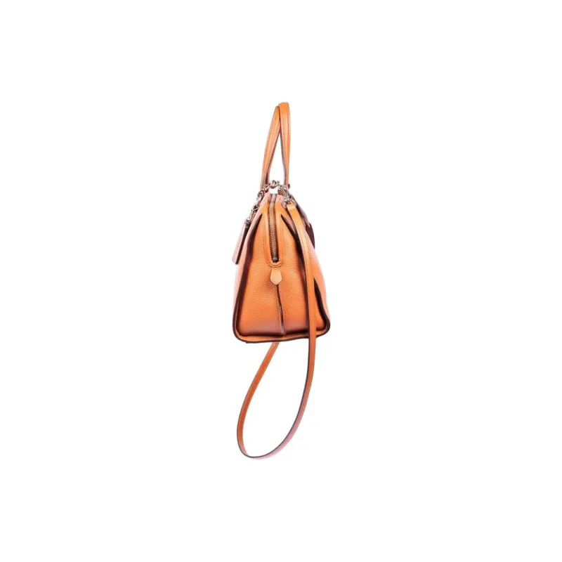 COACH Leather Tote Bag, Shopping Bag, Handbag Women's Orange-1