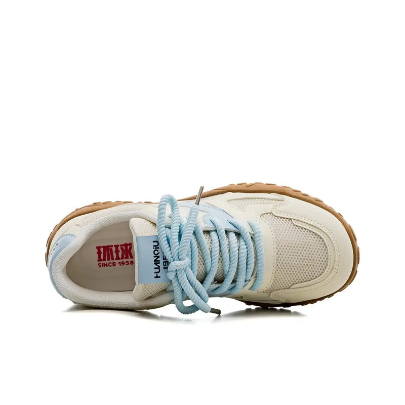HUANQIU Cushioning, Abrasion Resistant, Height Increasing Low Top Casual Shoes Women's Yellow Blue-2