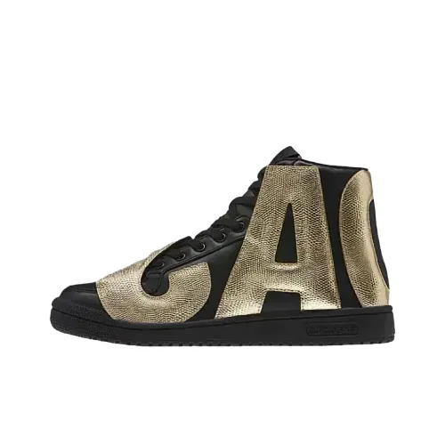 Adidas Originals JEREMY SCOTT Anti Slip Wear Resistant High Top Skateboard Shoes Unisex Black Gold