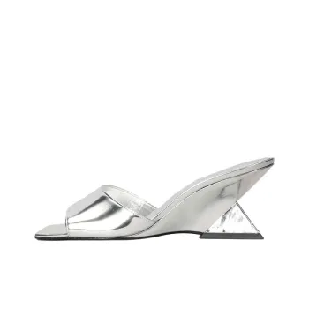 Schutz Slide Slippers 7.5cm Women's Silver