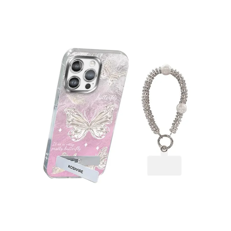 XUANCAISHI Pink Butterfly Phone Cases Compatibility With Apple 16/16e/15/14/13/12 Models.-7