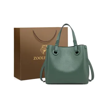 ZOOLER Top Grain Cow Leather Crossbody One Shoulder Handbag Women's Gray Lake Green