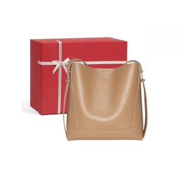 CNNCOO Cow Leather Bucket Crossbody Bag, Shoulder Bag Women's Cocoa Brown