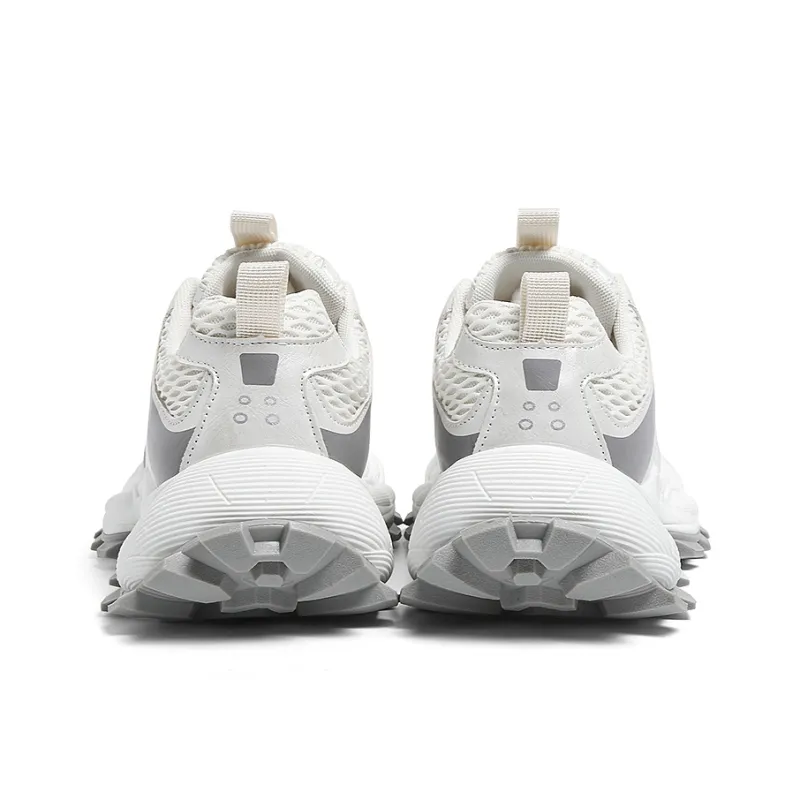 HUANQIU Anti Slip Wear Resistant Low Top Chunky Sneakers Women's White Gray-5