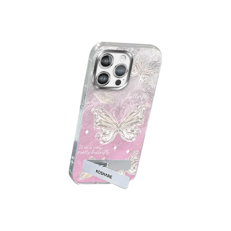 XUANCAISHI Pink Butterfly Phone Cases Compatibility With Apple 16/16e/15/14/13/12 Models.-6