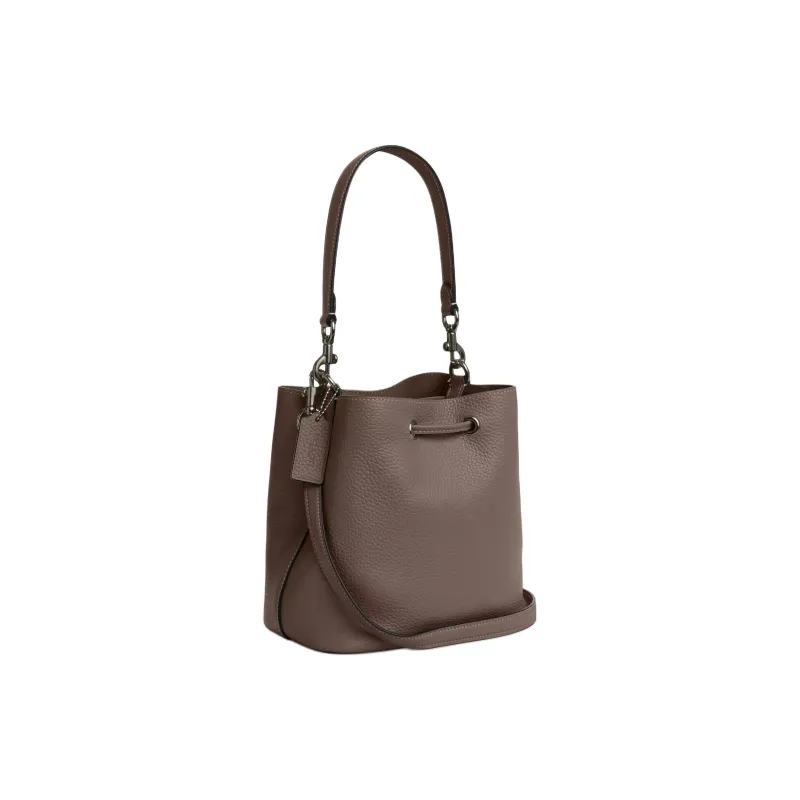 COACH Rowan Leather Handbag Trumpets Women's Dark Stone Color-2