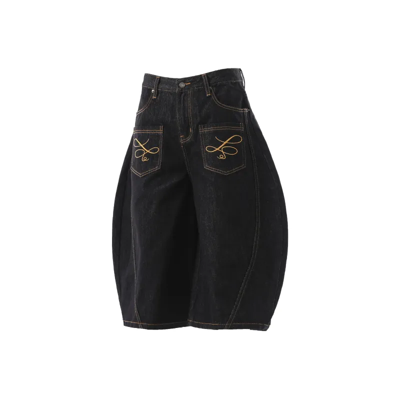 VINMUK Denim Shorts Unisex Black-2