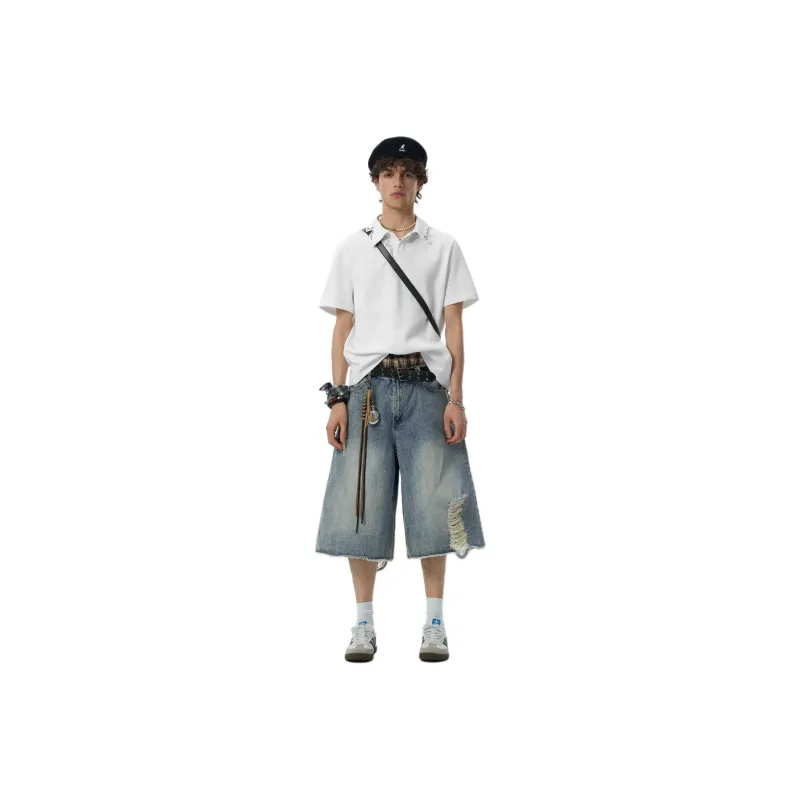 JHYQ Denim Shorts Unisex Blue-1