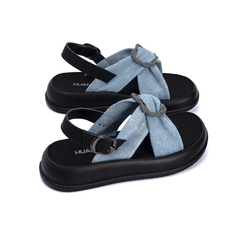 HUANQIU One Strap Sandals 3.5cm Women's Blue-4