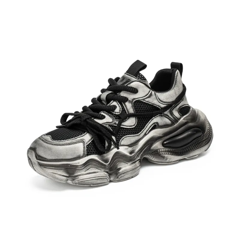 OUGLEMEN Slip Resistant, Abrasion Resistant, Coverage Height Increasing Low Top Chunky Sneakers Men's-7