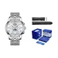 Silver Case White Dial Silver Steel Band-Belt Clothing Sets