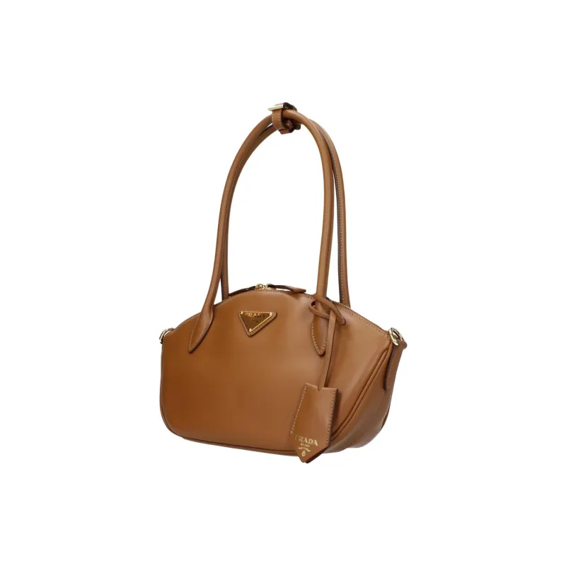 PRADA Leather Shoulder Bag Trumpets Women's Brown-1
