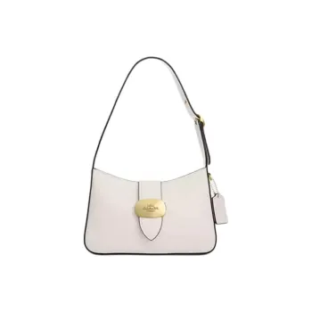 COACH Eliza Calfskin Shoulder Bag Medium Size Women's White