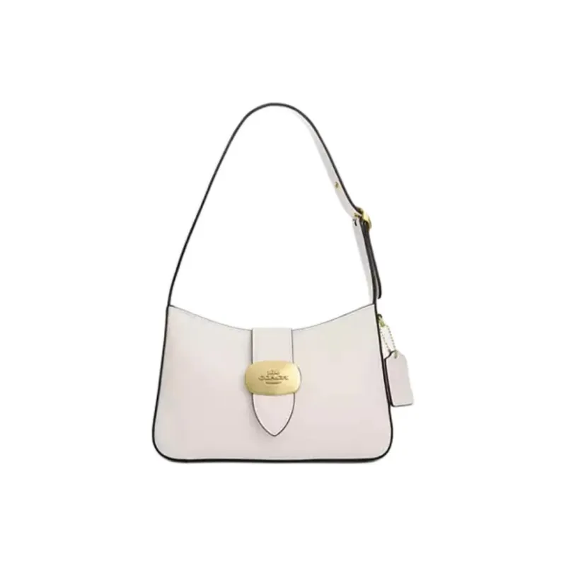 COACH Eliza Calfskin Shoulder Bag Medium Size Women's White-0