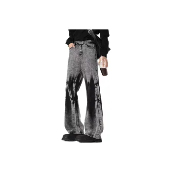 YICHEN Jeans Unisex A Shaped Slightly Flared[Ink Gray Water Wash]