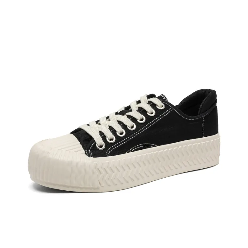 OUGLEMEN Low Top Canvas Shoes Men's Black Box-2