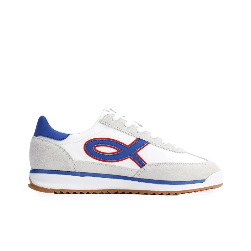 GLO BULL Slip Resistant, Abrasion Resistant, Breathable Low Top Casual Shoes Men's White Royal Blue-1