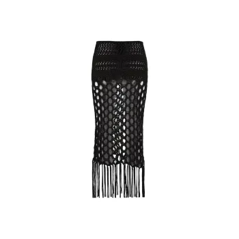 LANEUS Casual Long Skirt Women's Black