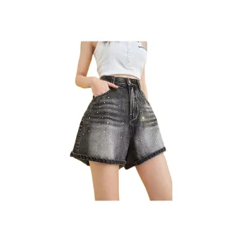 Ordifen Denim Shorts Women's Black Gray