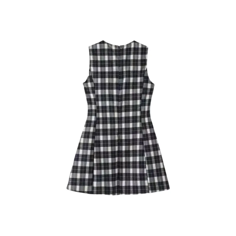 YGPRW Sleeveless Dresses Women's Plaid-1