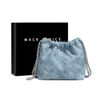 MACKJANICE Synthetic Leather Bucket Bags Crossbody Bag, Shoulder Bag Women's Denim Blue