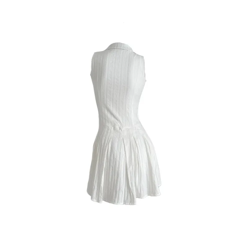 AHDO Sleeveless Dresses Women's White-1