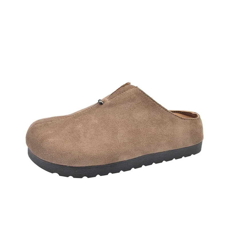 AJPAP Rubber Sole Leather Patchwork Closed Toe Slippers Women's-0