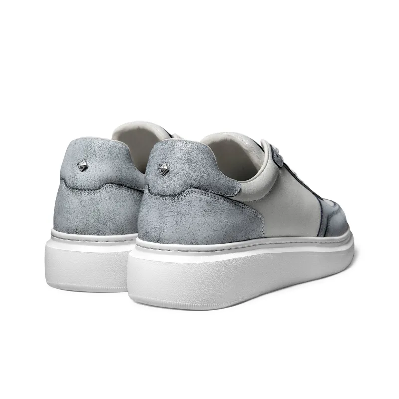 THOM WILLS Cracked Ice Casual Versatile Trainer Shoes Low Top Skateboard Shoes Men's Blue White-3