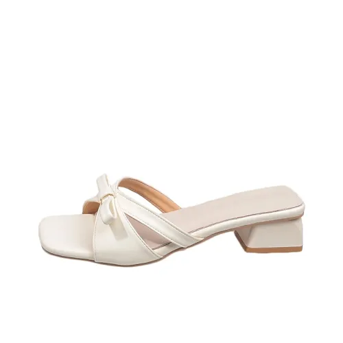 AJPAP Slide Slippers Women's Ecru Silver