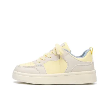 HUANQIU Coverage Balance Lightweight Low Top Skateboard Shoes Women's Beige Yellow