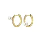 Pearl Zircon Hoop Earrings[Gold]1 Pair Eh-3583.ebB
