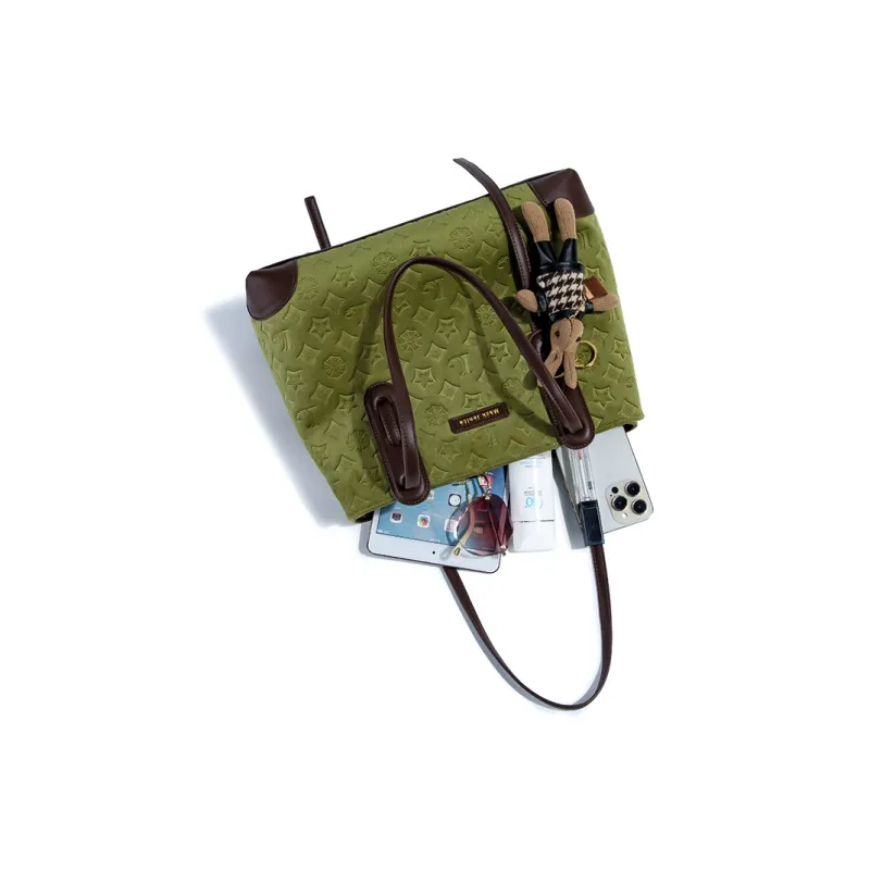 MACKJANICE PU One Shoulder Handbag Women's Embossed Green-4