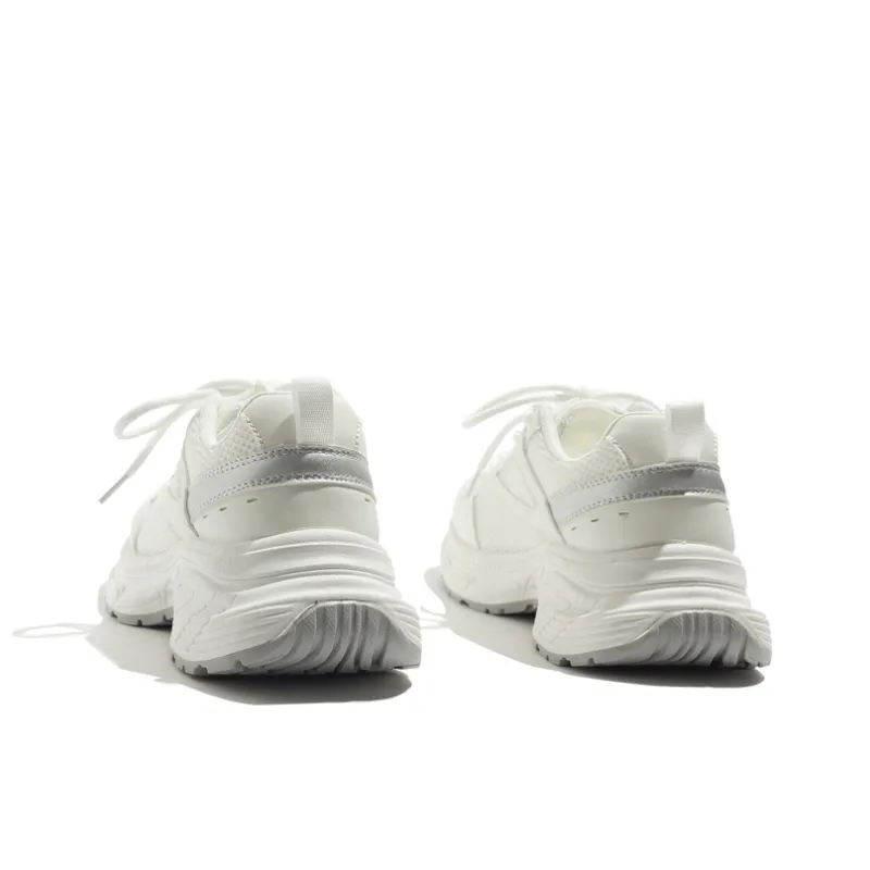 BEIER Breathable And Wear resistant Low Top Chunky Sneakers Women's White Gray-3