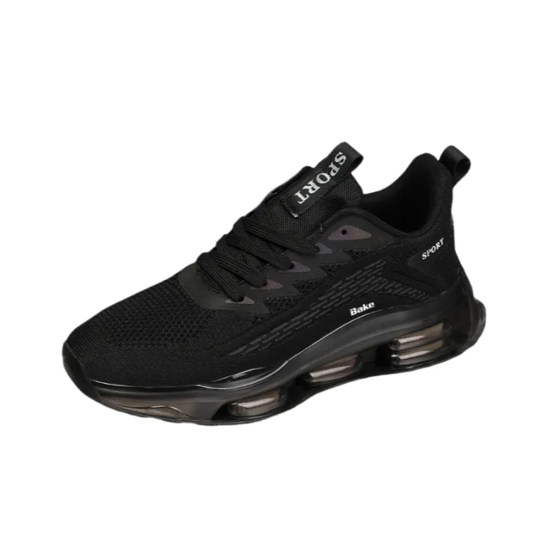 BAKE Shock Absorbers Slip Resistant Breathable Low Top Casual Shoes Men's Black-0
