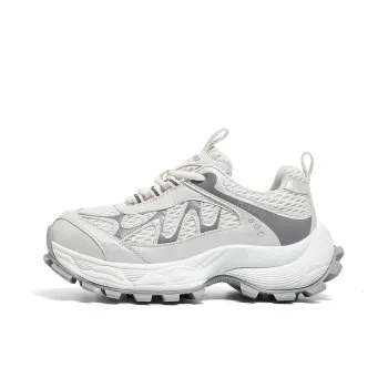HUANQIU Anti Slip Wear Resistant Low Top Chunky Sneakers Women's White Gray