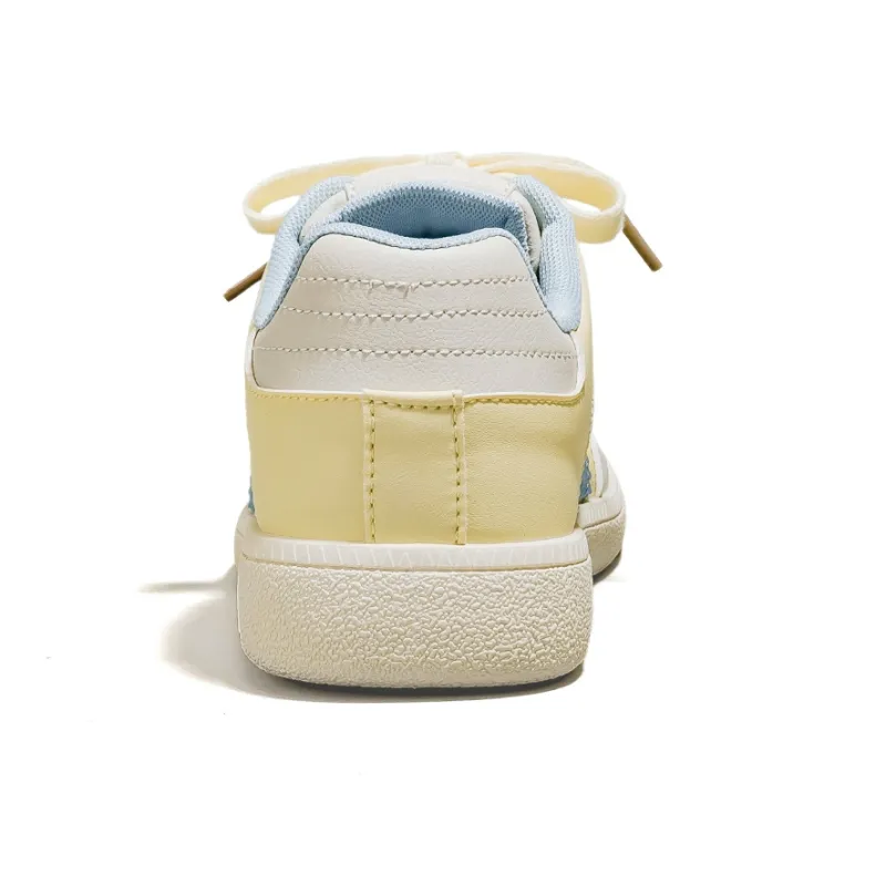 HUANQIU Slip Resistant Waterproof Abrasion Resistant Low Top Skateboard Shoes Women's Yellow Blue-3