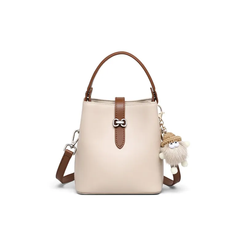 EBLAN Cow Leather Handbag Regular Women's Ecru-4
