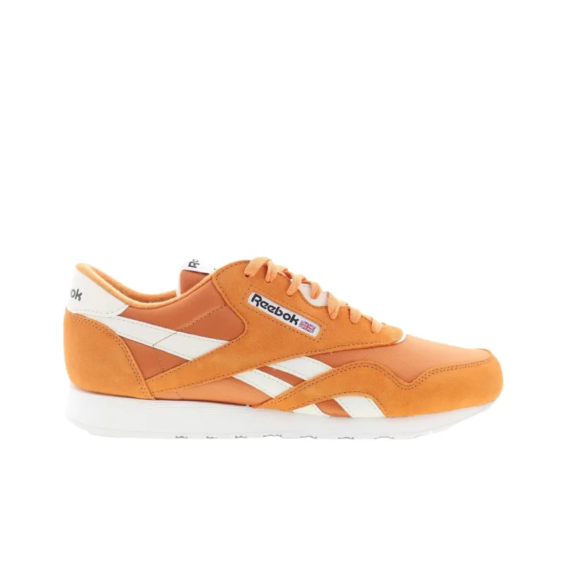 Reebok Classic Nylon Anti Slip Wear Resistant Low Top Casual Shoes Unisex Orange White-1
