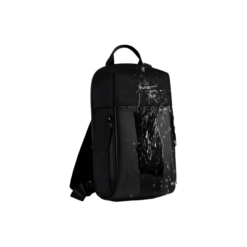 SWISS MILITARY PU With Polyester Crossbody Bag Sling Bag Unisex Black-1