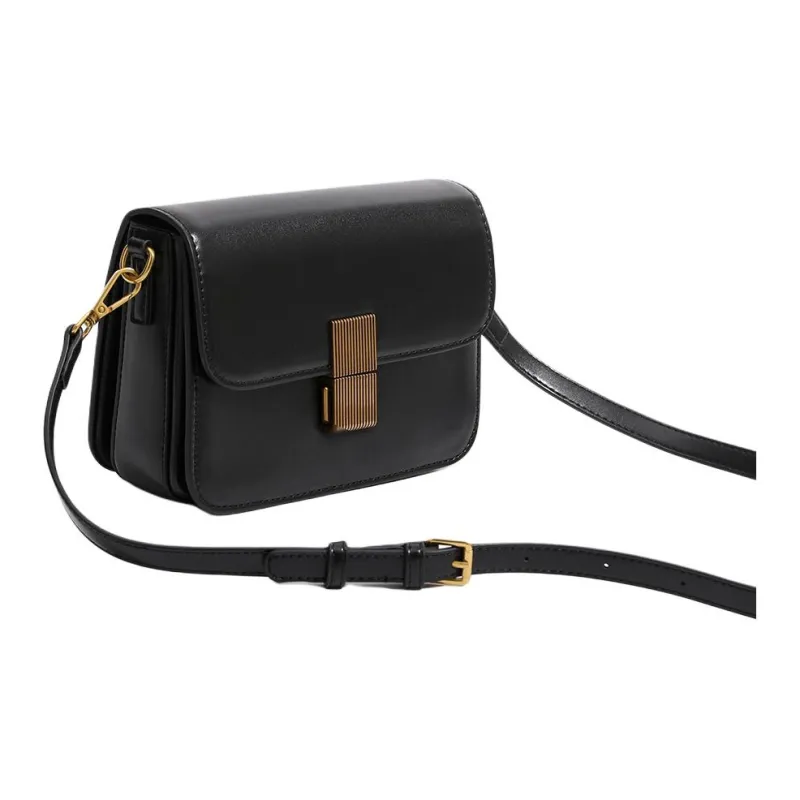 Pivsnu Synthetic Leather Tofu Bag, Crossbody Bag, Shoulder Bag Women's Black-3