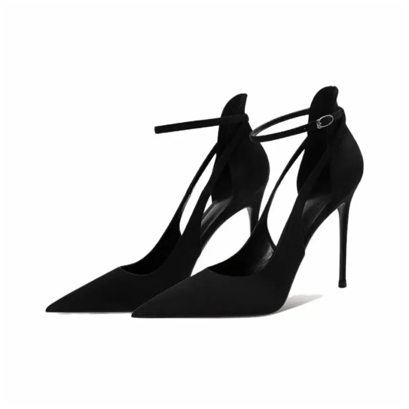 Dawei's House Slim Heel High Heels Women's Black Gift Box Set-1