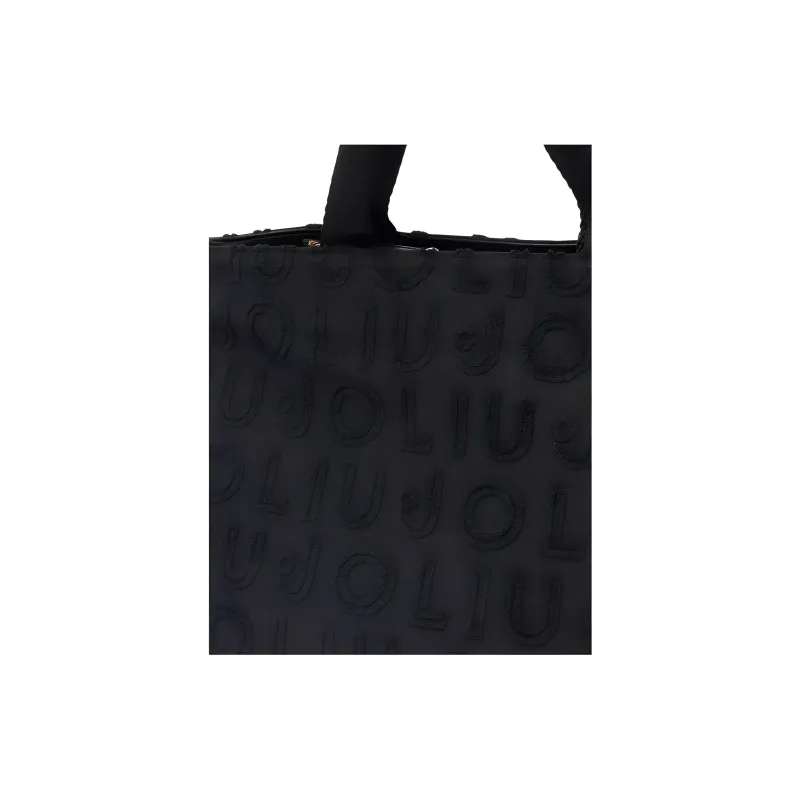 LIU·JO Cotton With Polyester Tote Bag, Shopping Bag, Shoulder Bag, Handbag Women's Black-3