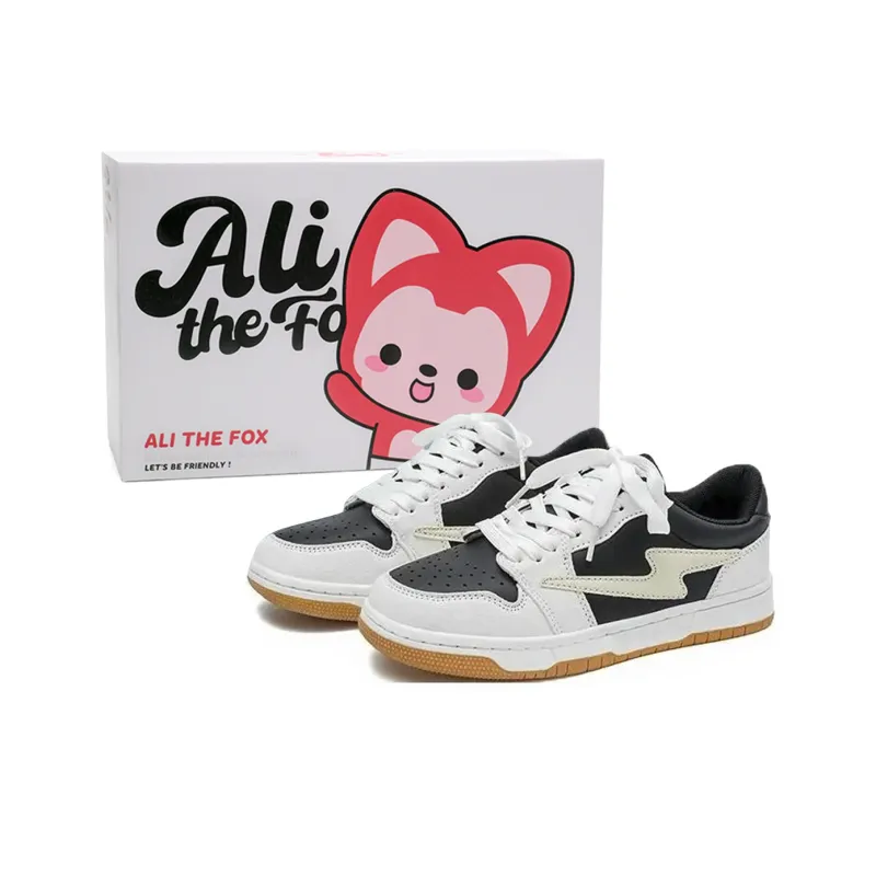 ALI THE FOX Slip Resistant, Abrasion Resistant, Balance, Lightweight, Breathable Low Top Skateboard Shoes Unisex-35